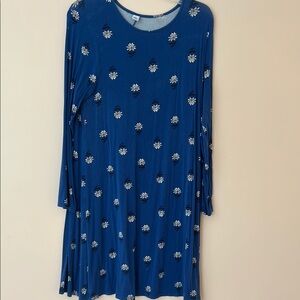 Blue Floral Long Sleeve Dress